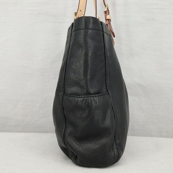 Michael Kors Bag Womens Black Pebbled Leather Tote Handbag Charm Double Handle - Picture 10 of 14